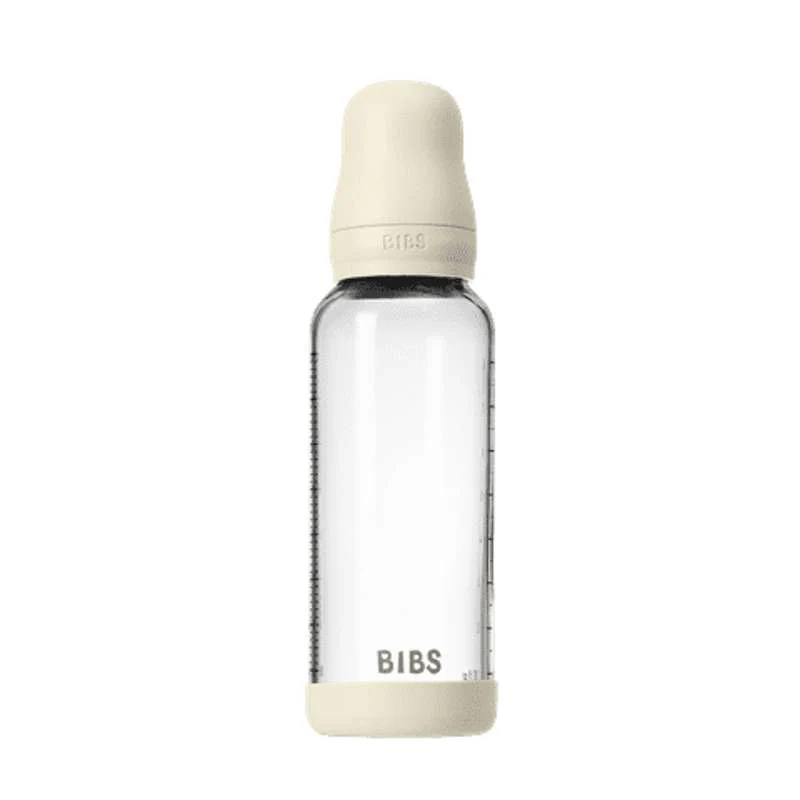 BIBS Bottle - Sutteflaskesæt - Glas - Latex/Medium Flow/Rund - 240 ml. - Ivory - Image 2