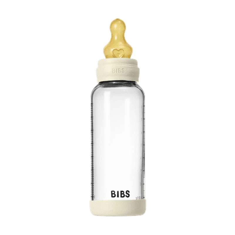 BIBS Bottle - Sutteflaskesæt - Glas - Latex/Medium Flow/Rund - 240 ml. - Ivory - Image 4