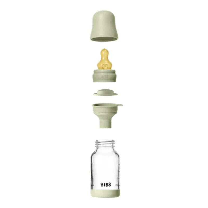BIBS Bottle - Sutteflaskesæt - Glas - Latex/Slow Flow/Rund - 120 ml. - Sage - Image 3