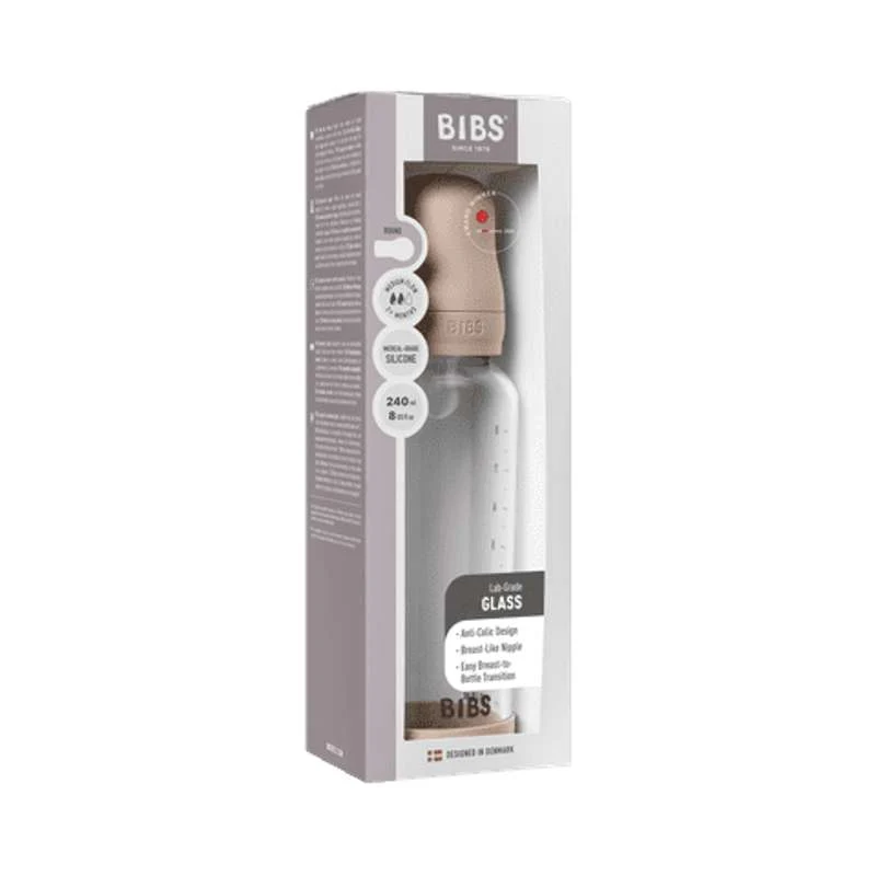 BIBS Bottle - Sutteflaskesæt - Glas - Silikone/Medium Flow/Rund - 240 ml. - Blush - Image 2