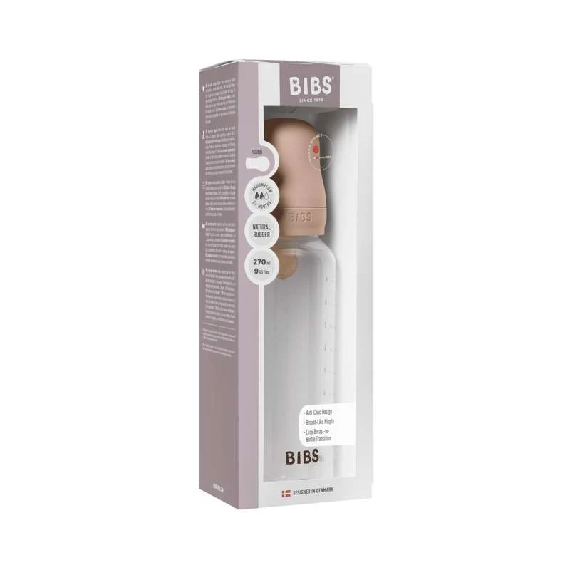 BIBS Bottle - Baby Bottle Set - Plastic - Latex/Medium Flow/Round - 270 ml. - Blush  - Image 2