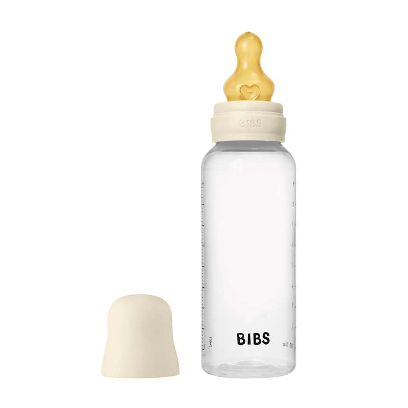 BIBS Bottle - Baby Bottle Set - Plastic - Latex/Medium Flow/Round - 270 ml. - Ivory 