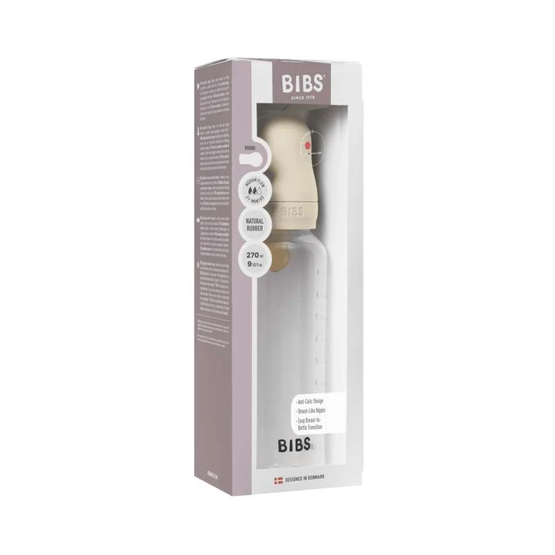 BIBS Bottle - Baby Bottle Set - Plastic - Latex/Medium Flow/Round - 270 ml. - Ivory  - Image 2