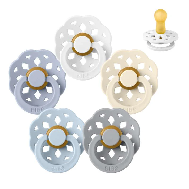 BIBS Round Boheme Pacifier - Sample pack - 5 pcs. - sz. 2 - Soft and Clear 