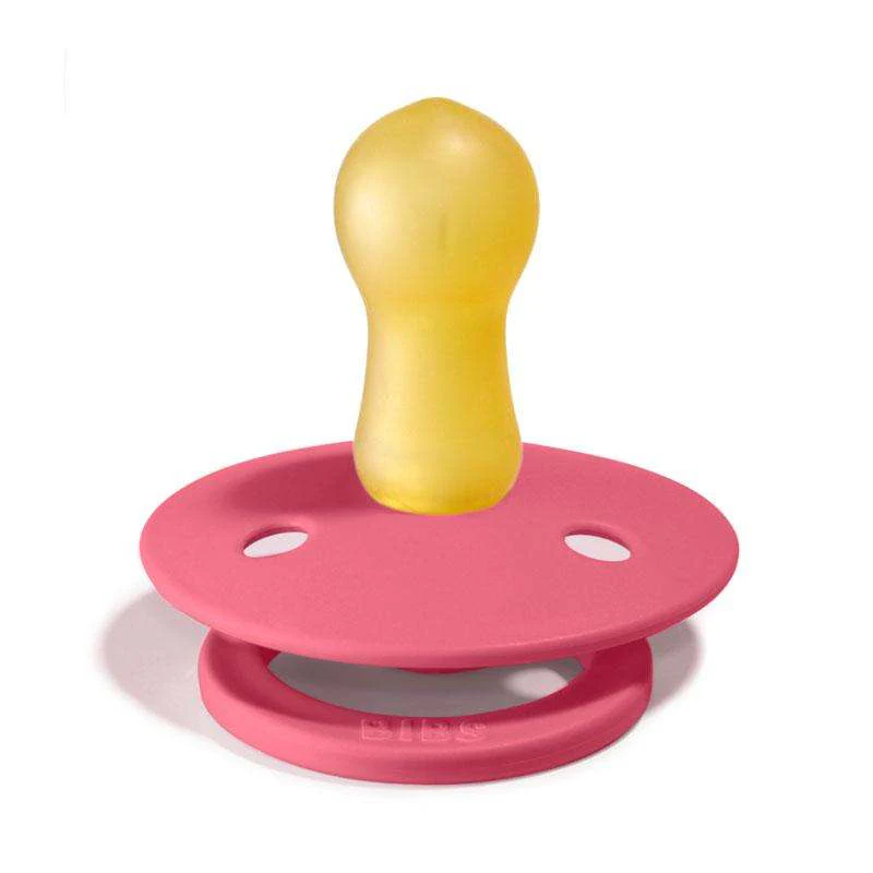 Bibs Round Colour Pacifier - 2-Pack - sz. 1 - natural rubber - Coral/Ruby  - Image 3