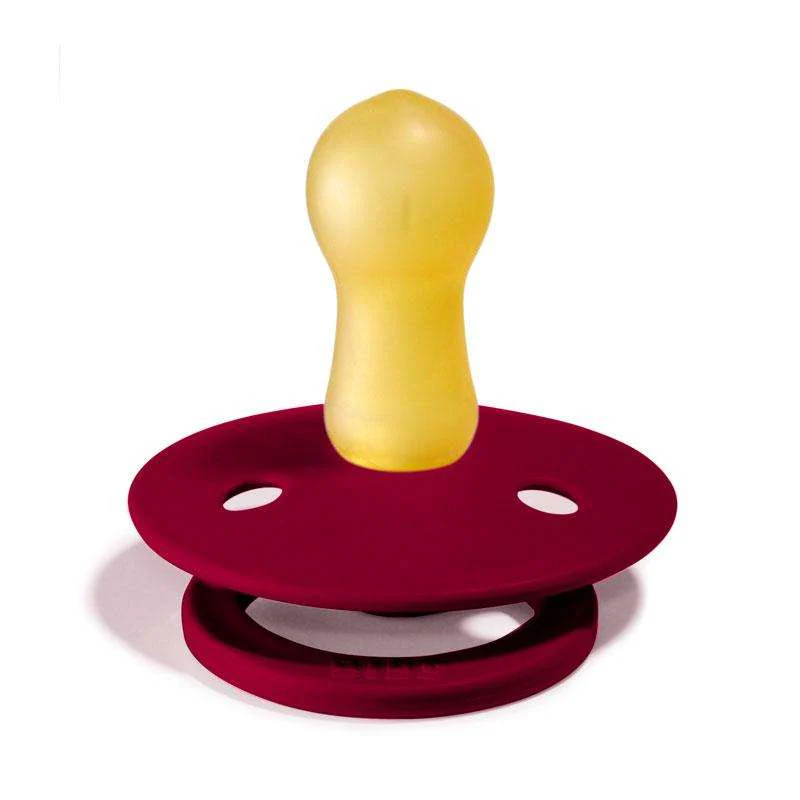Bibs Round Colour Pacifier - 2-Pack - sz. 1 - natural rubber - Coral/Ruby  - Image 4