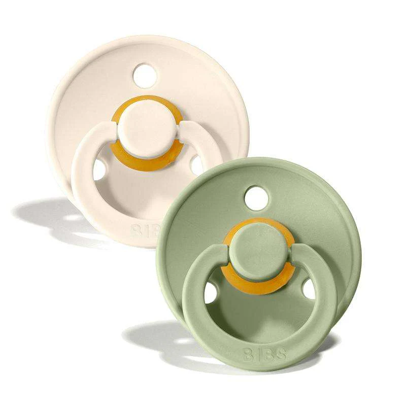 Bibs Round Colour Pacifier - 2-Pack - sz. 1 - natural rubber - Ivory/Sage  - Image 2