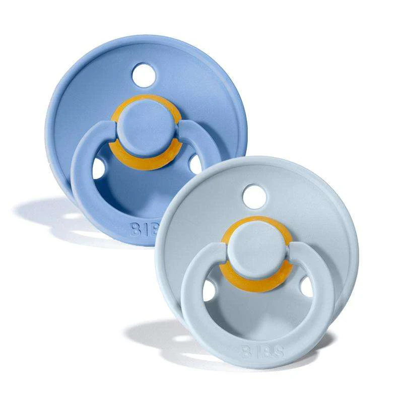 Bibs Round Colour Pacifier - 2-Pack - sz. 1 - natural rubber - Sky Blue/Baby Blue  - Image 2