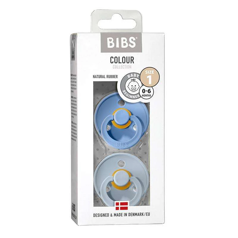 Bibs Round Colour Pacifier - 2-Pack - sz. 1 - natural rubber - Sky Blue/Baby Blue  - Image 5