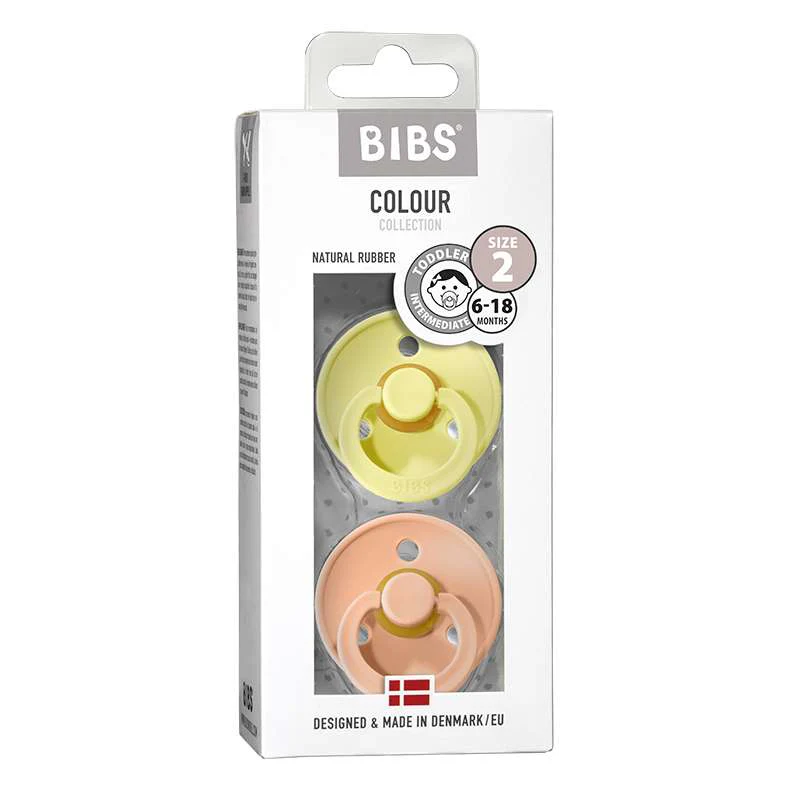 Bibs Round Colour Pacifier - 2-Pack - sz. 2 - natural rubber - GLOW - Iron/Baby Blue  - Image 2