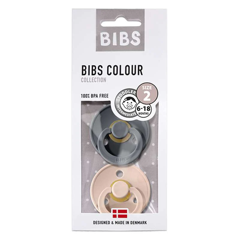 Bibs Round Colour Pacifier - 2-Pack - sz. 2 - natural rubber - Iron/Blush  - Image 2