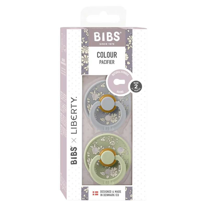 Bibs Round Colour Pacifier - 2-Pack - sz. 2 - natural rubber - Liberty - Capel/Sage Mix  - Image 3
