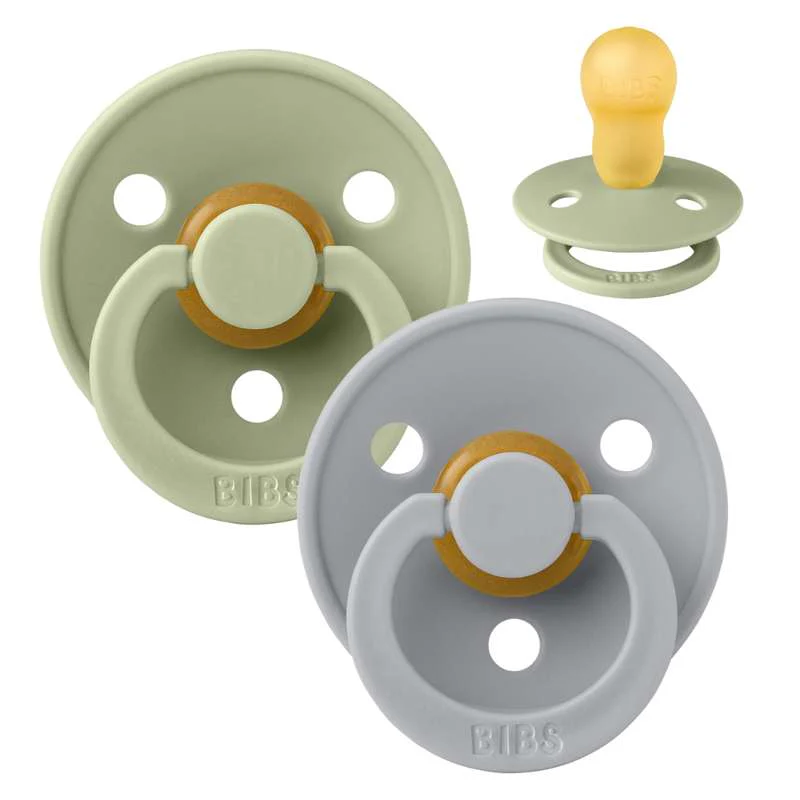 Bibs Round Colour Pacifier - 2-Pack - sz. 3 - natural rubber - Sage/Cloud 