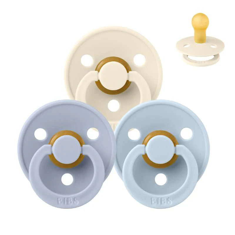 Bibs Round Colour Pacifier - Sample pack - 3 pcs. - sz. 1 - Soft and Clear 