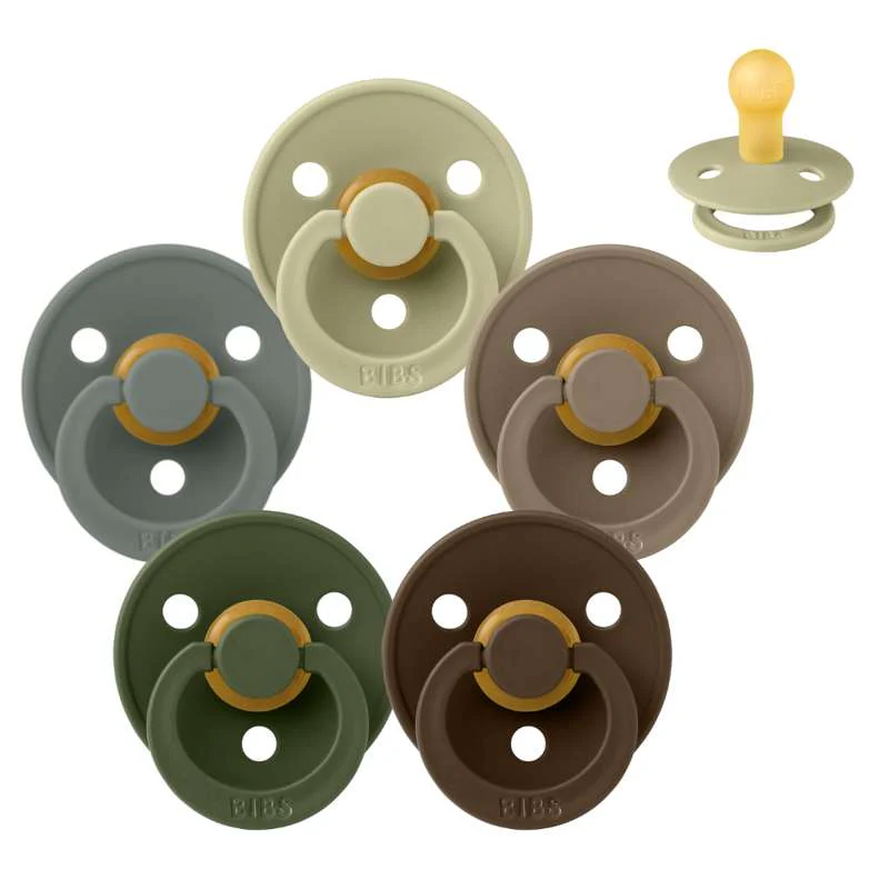 Bibs Round Colour Pacifier - Sample pack - 5 pcs. - sz. 1 - Forest Floor 