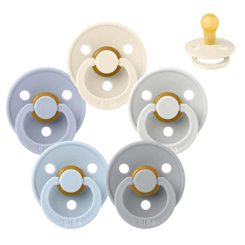Bibs Round Colour Pacifier - Sample pack - 5 pcs. - sz. 1 - Soft and Clear 