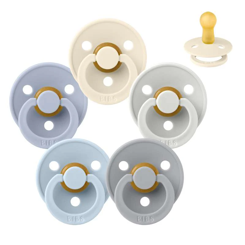 Bibs Round Colour Pacifier - Multipack - 5 pcs. - sz. 2 - Soft and Clear 