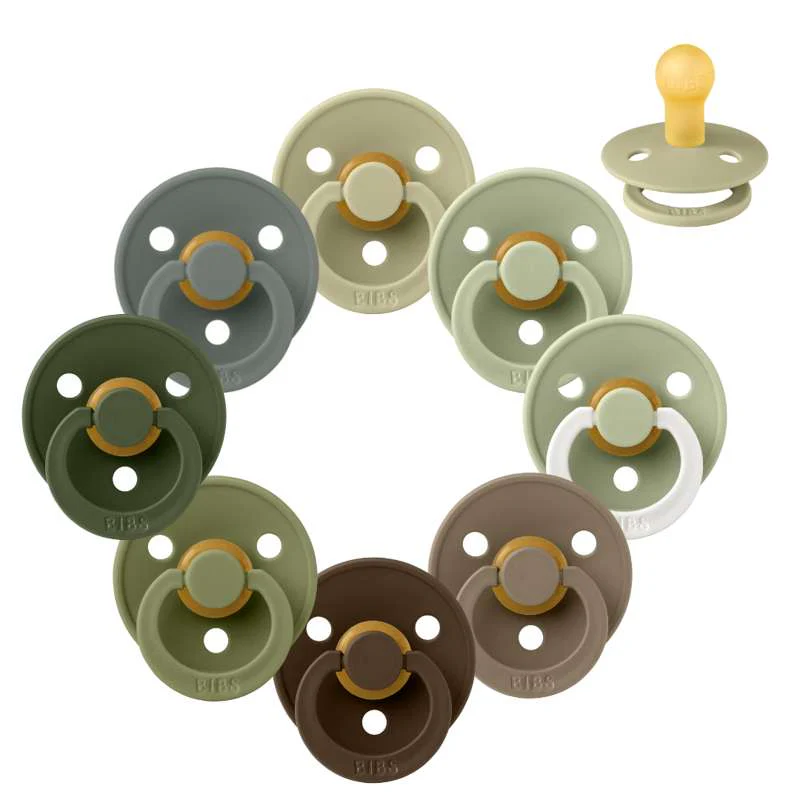 Bibs Round Colour Pacifier - Sample pack - 8 pcs. - sz. 1 - Forest Floor 
