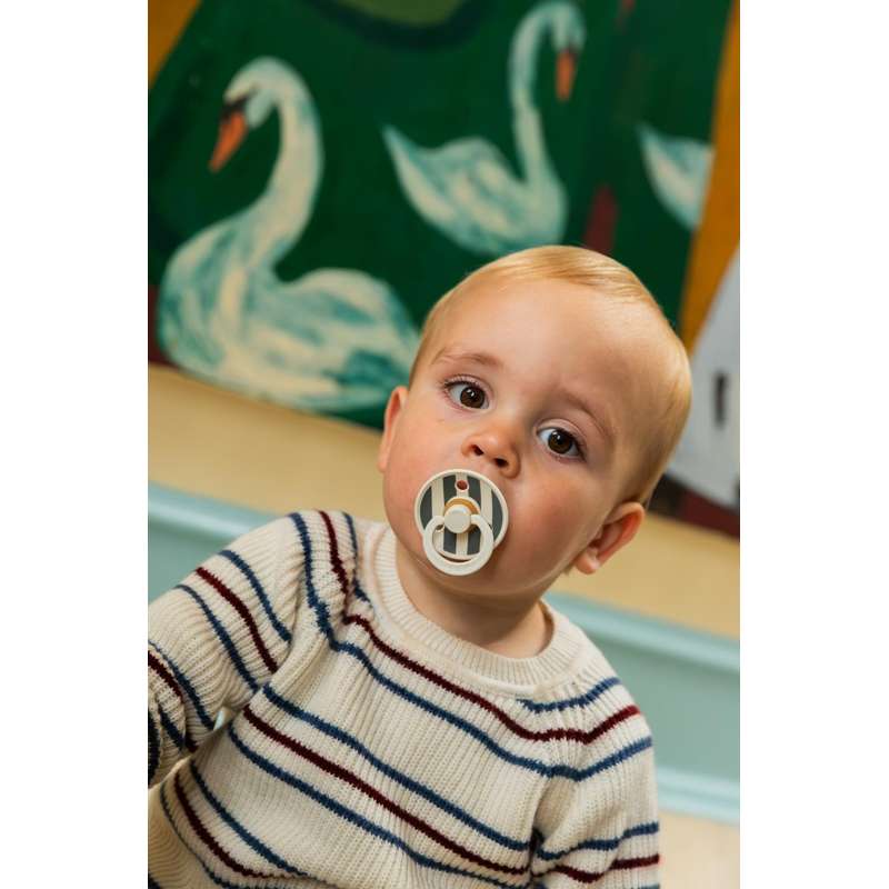 Bibs Round Colour Pacifier - sz. 2 - natural rubber - Studio - Block - Ivory/Pine  - Image 2