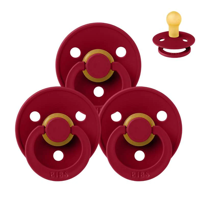 Bibs Round Colour Pacifier - Bundle - 3 pcs. - sz. 1 - Ruby 