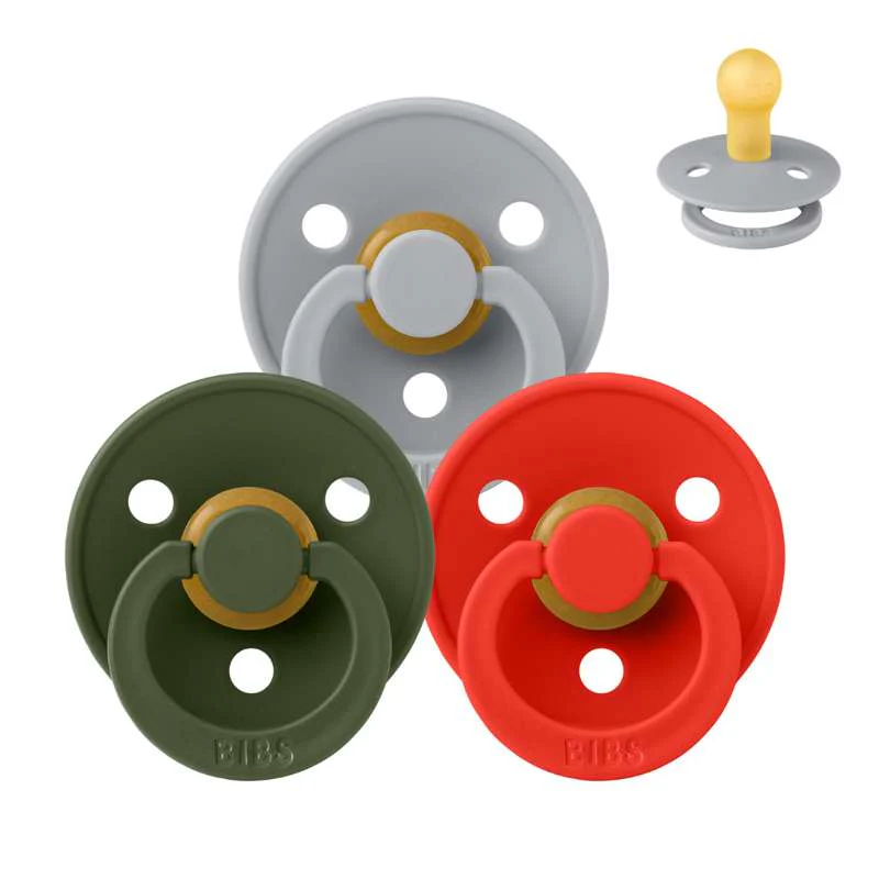 Bibs Round Colour Pacifier - Sampler - 3 pcs. - sz. 1 - The Christmas Collection 