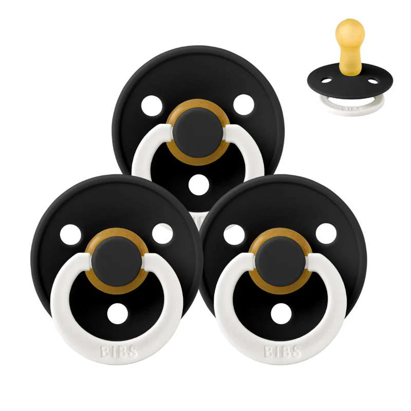 Bibs Round Colour Pacifier - Sample pack - 3 pcs. - sz. 2 - GLOW - Black 