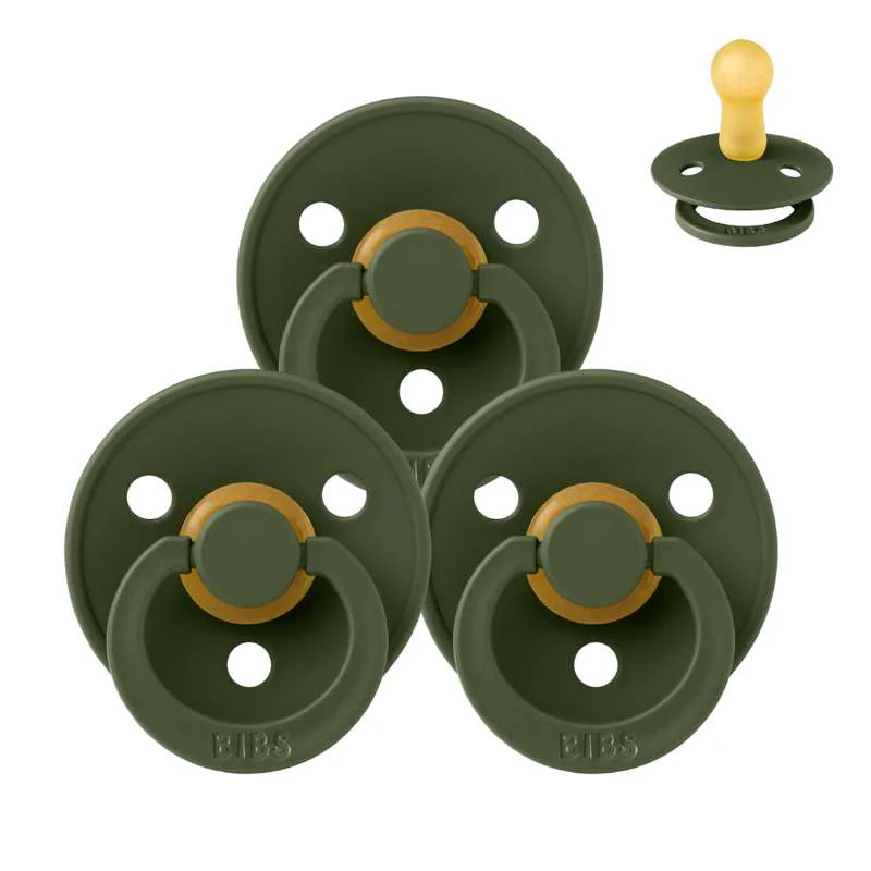Bibs Round Colour Pacifier - Sampler - 3 pcs. - sz. 2 - Hunter Green 