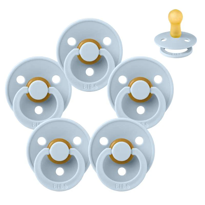 Bibs Round Colour Pacifier - Pack - 5 pcs. - sz. 2 - Baby Blue 