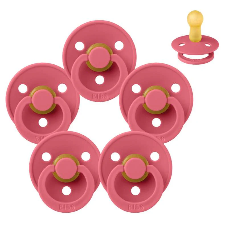 Bibs Round Colour Pacifier - Sample pack - 5 pcs. - sz. 2 - Coral 