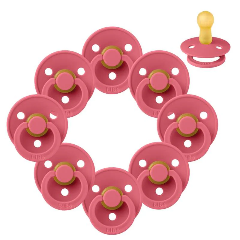 Bibs Round Colour Pacifier - Multipack - 8 pcs. - sz. 2 - Coral 
