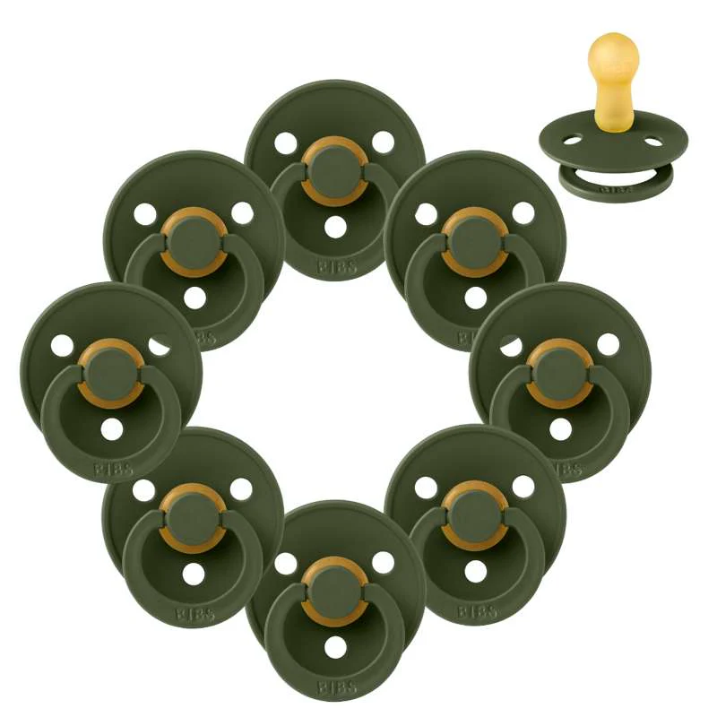 Bibs Round Colour Pacifier - Sample pack - 8 pcs. - sz. 2 - Hunter Green 