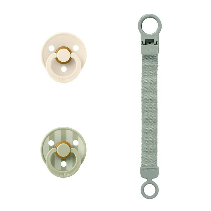BIBS Rund Colour Sut - 2-Pak - Str. 1 - Naturgummi - m. Suttesnor - Sage - Image 2