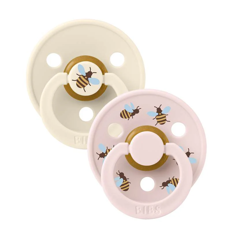 BIBS Rund Colour Sut - 2-Pak - Str. 1 - Naturgummi - Studio - Bumblebee - Ivory Mix - Image 3