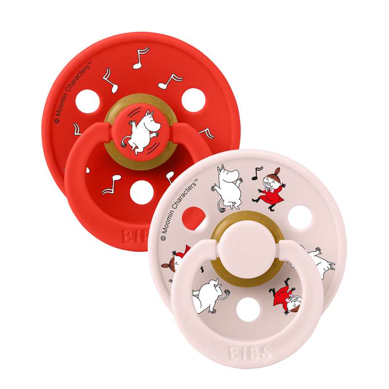 BIBS Rund Colour Sut - 2-Pak - Str. 2 - Naturgummi - Moomin - Dancing - Candy Apple Mix - Image 6