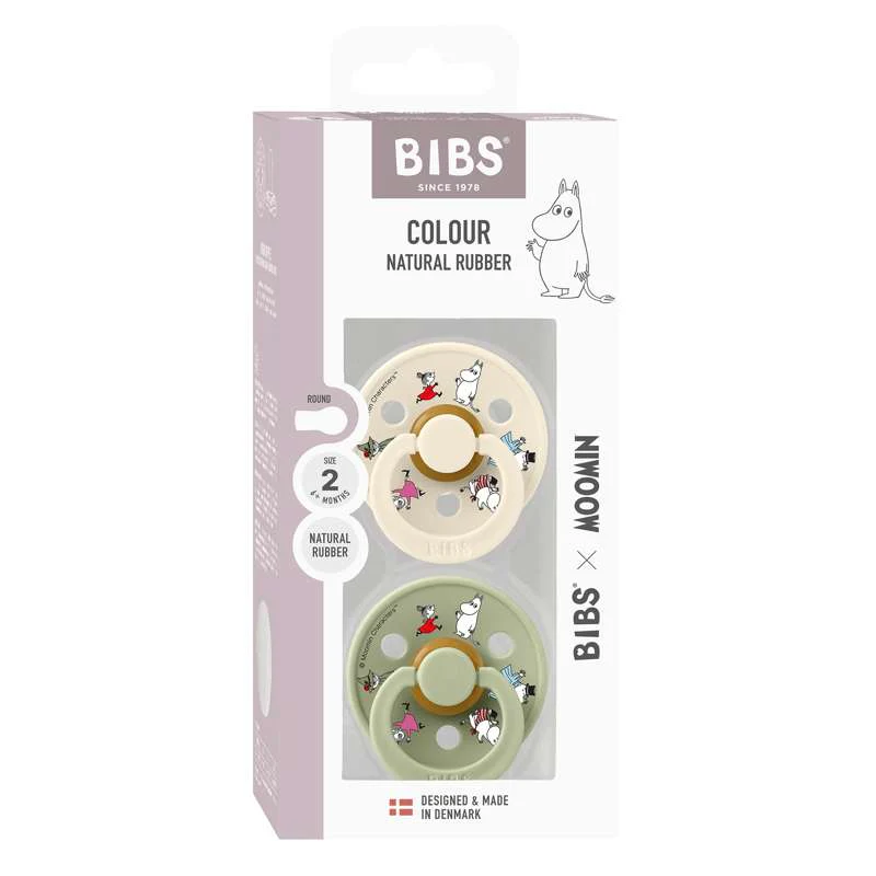 BIBS Rund Colour Sut - 2-Pak - Str. 2 - Naturgummi - Moomin - Friends - Ivory Mix - Image 2