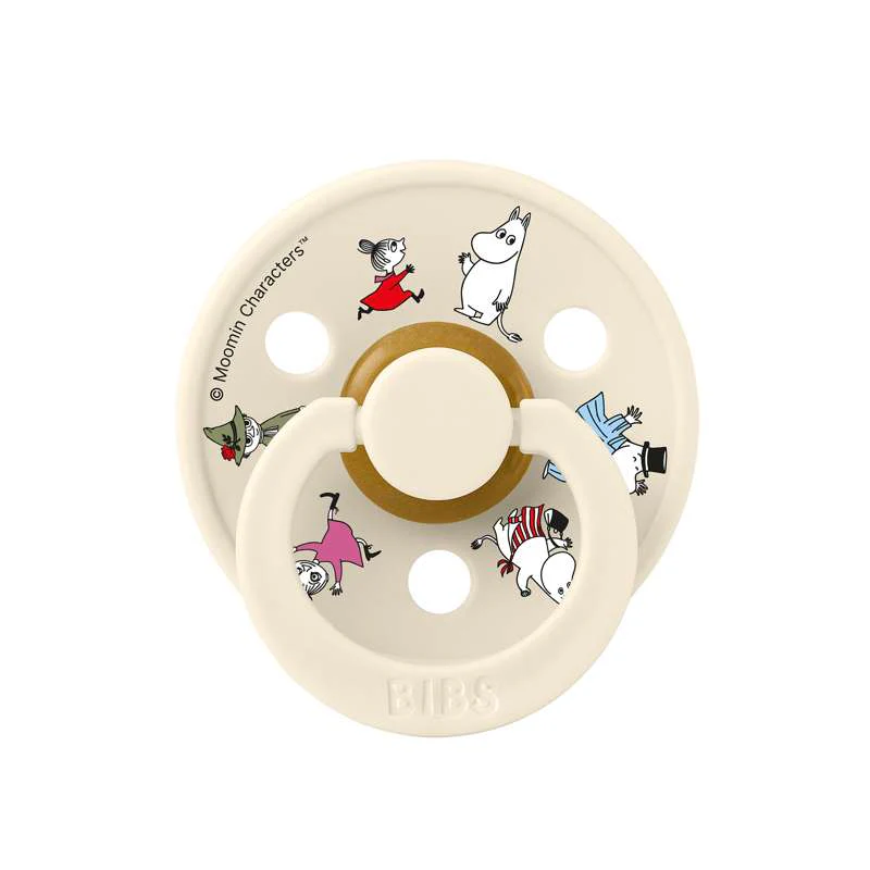 BIBS Rund Colour Sut - 2-Pak - Str. 2 - Naturgummi - m. Suttesnor - Moomins - Ivory/Sage - Image 4