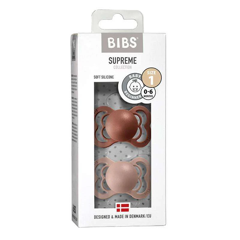 Bibs Supreme Pacifier - 2-Pack - sz. 1 - natural rubber - Woodchuck/Blush  - Image 4