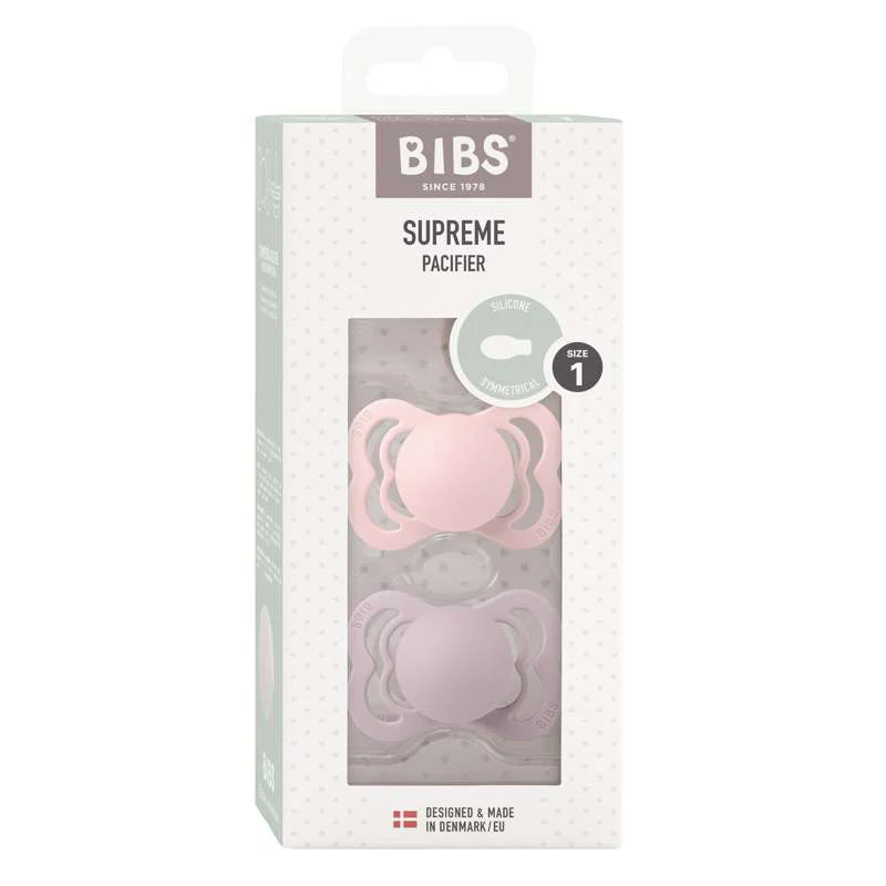 BIBS Supreme Sut - 2-Pak - Str. 1 - Silikone - Blossom/Dusky Lilac - Image 2