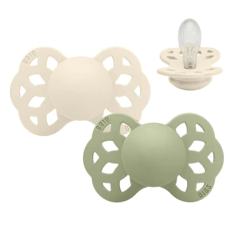 BIBS Symmetrisk Infinity Sut - 2-Pak - Str. 2 - Silikone - Ivory/Sage