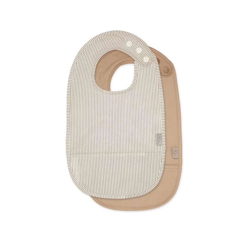 {{059edc5c5db2809e83fef7f4c660e68c3}} Bib apron with pocket - 2-pack - Classic Stripes Camel 
