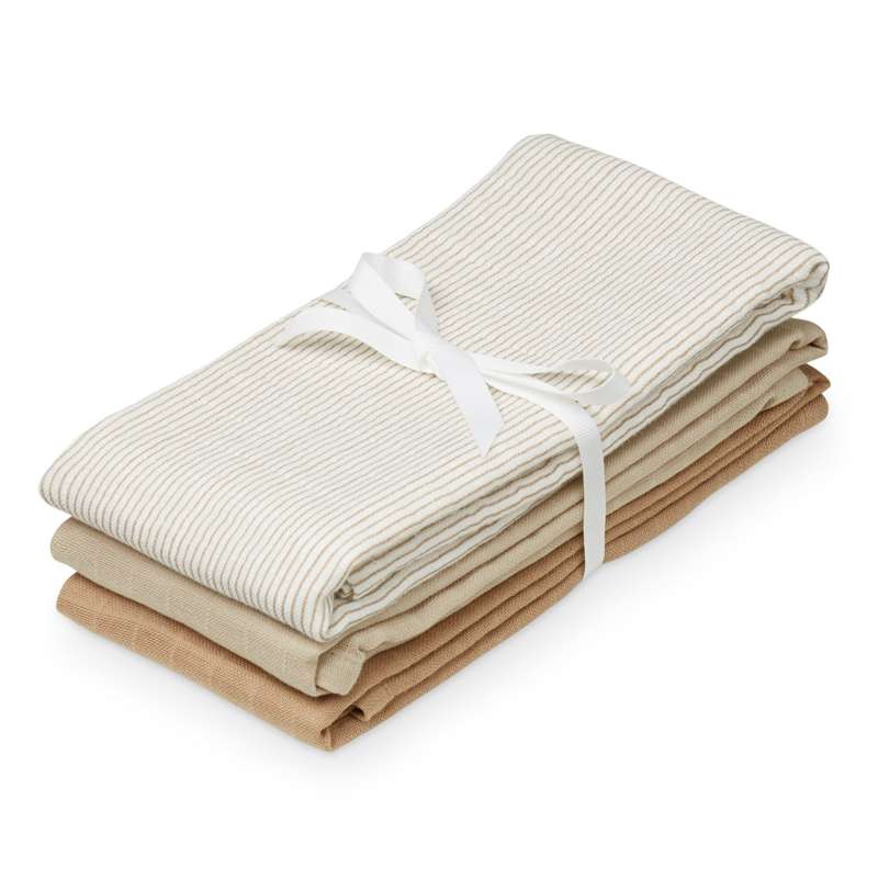 Cam Cam Copenhagen Fabric diaper - 3-pack - GOTS - Mix Classic Stripes Camel/Latte/Camel 