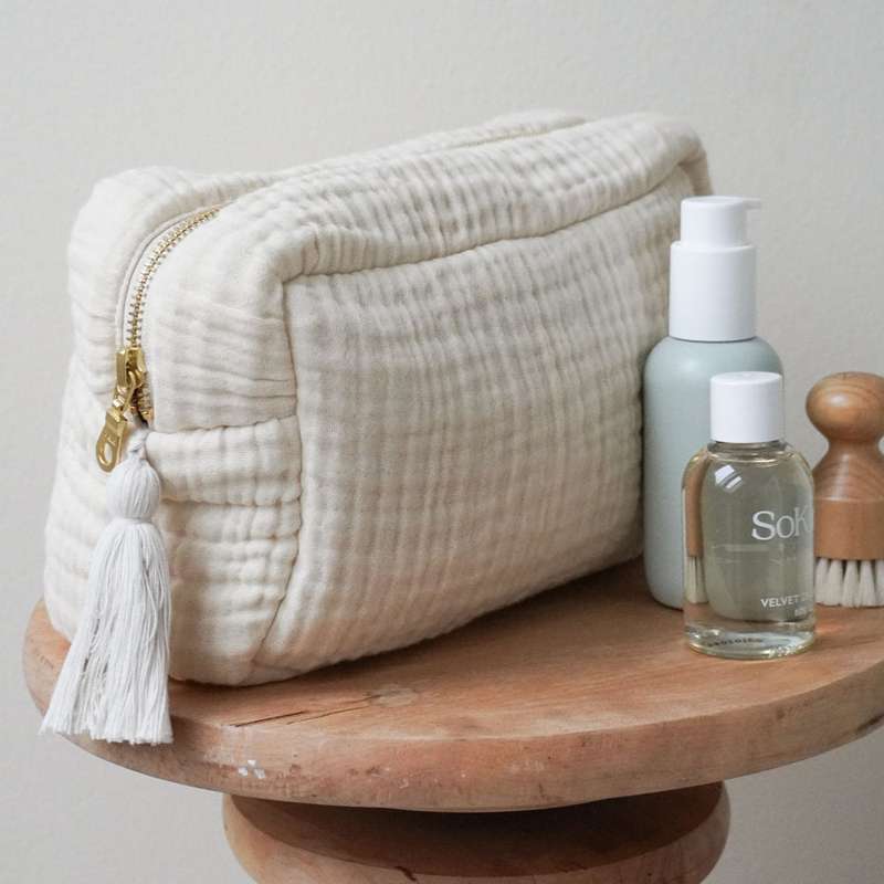 Cam Cam Copenhagen Muslin Toiletry Bag - OCS - Antique White  - Image 2