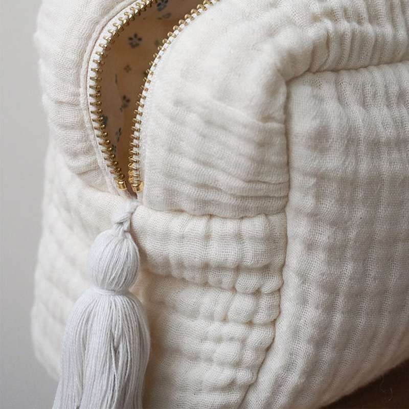 Cam Cam Copenhagen Muslin Toiletry Bag - OCS - Antique White  - Image 3