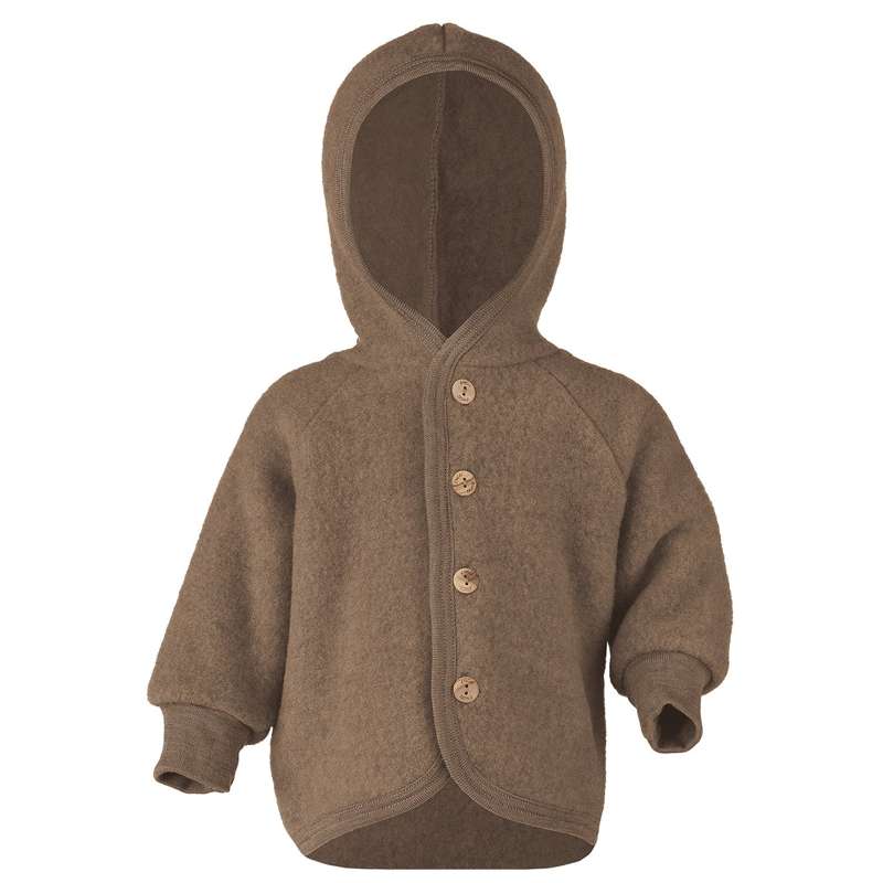 Engel Natur Baby Jacket - Wool Fleece with Hood - Walnut Melange 