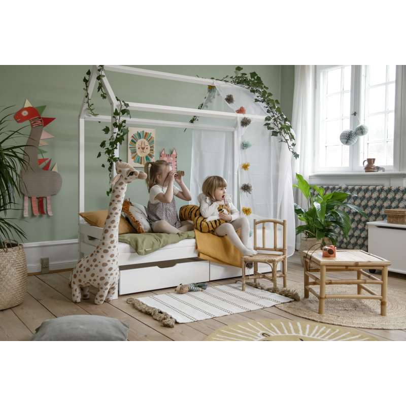 Hoppekids ECO Comfort - Husseng m. Tekstil og Madras - 70x160 cm. - Hvid - Image 4