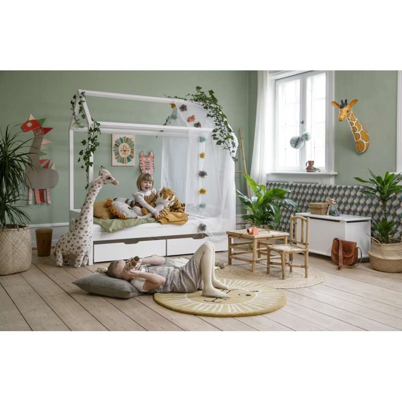 Hoppekids ECO Comfort - Husseng m. Tekstil og Madras - 70x160 cm. - Hvid - Image 5