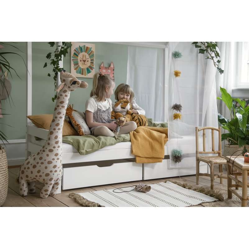 Hoppekids ECO Comfort - Husseng m. Tekstil og Madras - 70x160 cm. - Hvid - Image 6