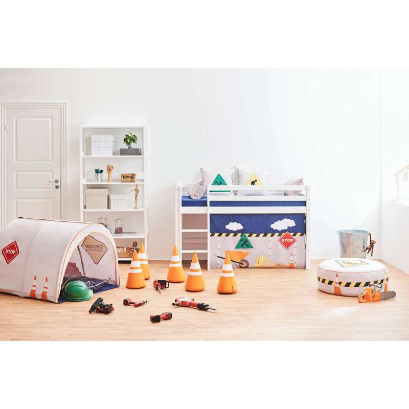 Hoppekids ECO Dream - Halvhøj Seng m. CONSTRUCTION Forhæng - 70x160 cm. - Ikke Delbar - Image 5
