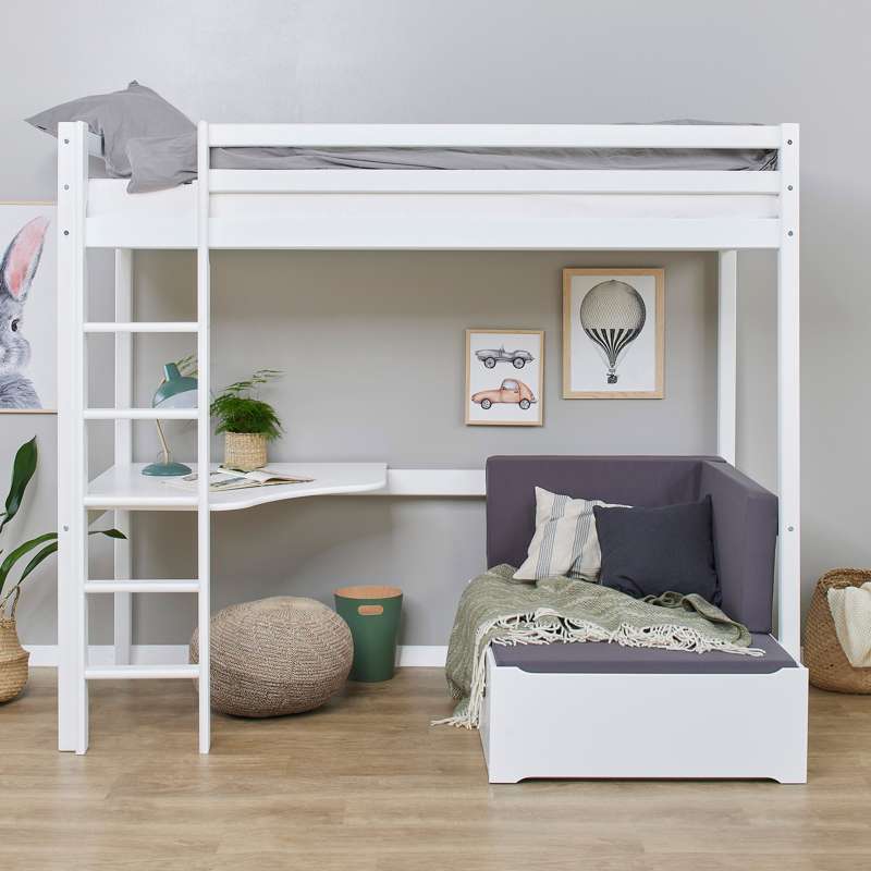 Hoppekids ECO Dream - MEGA Seng m. Lounge Modul og Bordplade - 90x200 cm. - Hvid - Image 2