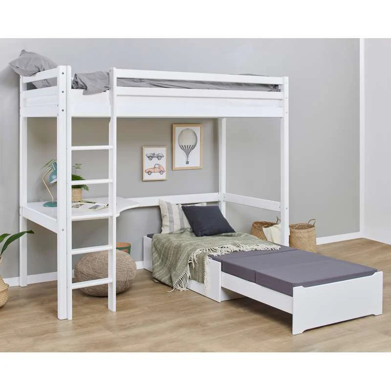 Hoppekids ECO Dream - MEGA Seng m. Lounge Modul og Bordplade - 90x200 cm. - Hvid - Image 3